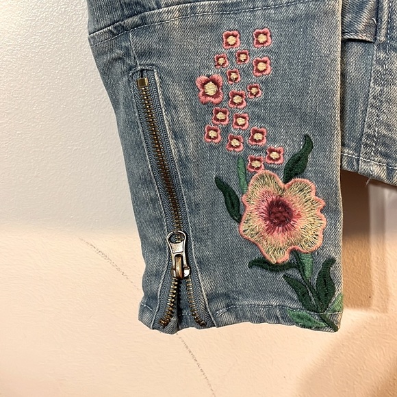 Colleen Lopez Embroidered Denim Moto Jacket - Picture 3 of 6